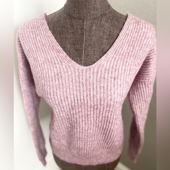 Anthropologie Angel Of the North Cropped Sweater Purple Twist Back Wool S NWT - Picture 6 of 11